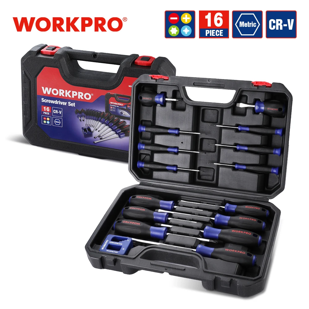 Купить Ручные инструменты WORKPRO 1637PC CRV Screwdriver Set With Tips Home Tool