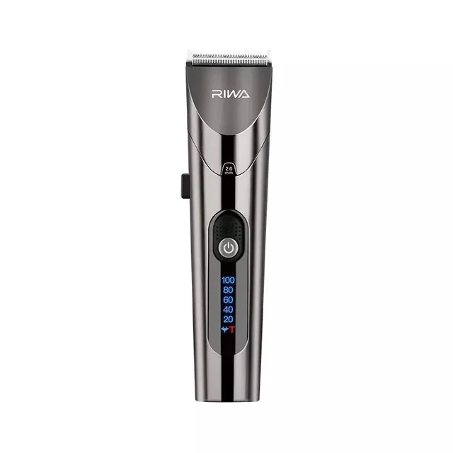 קנו אלקטרוניקה חכמה | Riwa Electric Hair Clipper For Men Kids RE-6305 Grey  Steel Blade Barber USB Rechargeable Washable Hair Trimmer With LED Screen
