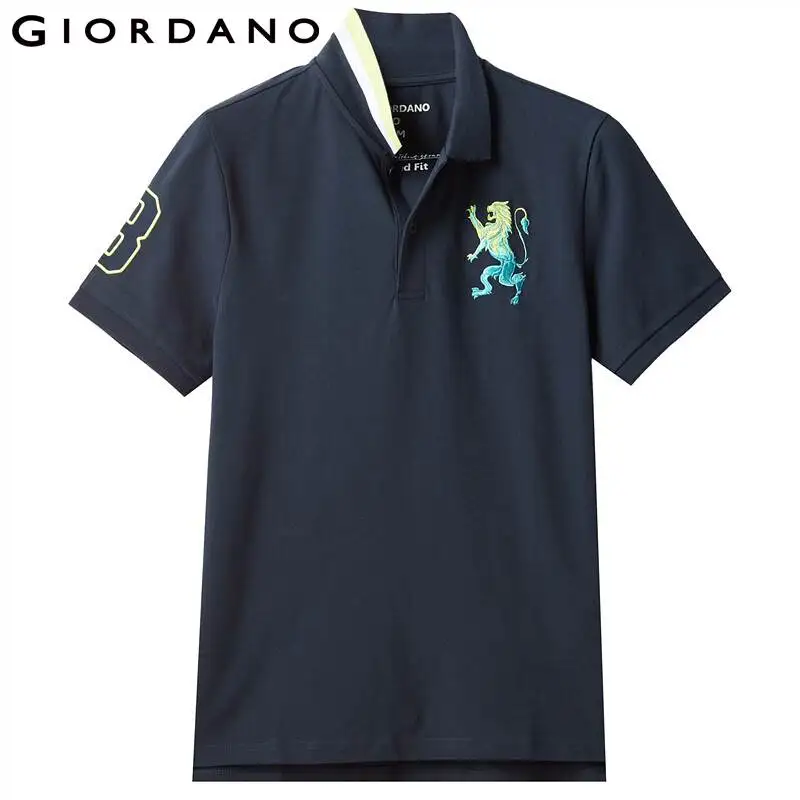 giordano lion logo polo shirt