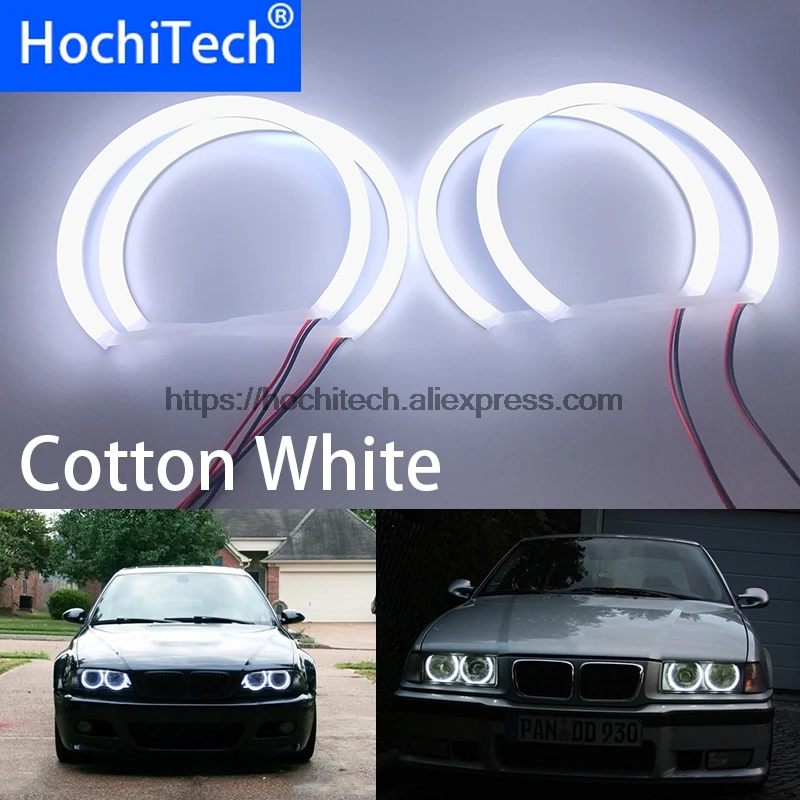 Cumpără Lumini auto  HochiTech For BMW E36 E38 E39 E46 3 5 7 Series Xenon  Headlight car styling Milk White light car SMD LED Angel Eyes Halo ring Kit