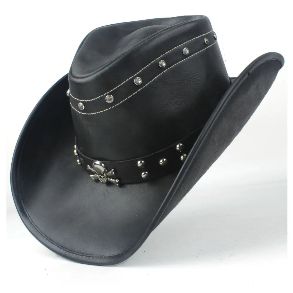 Leather Men Women Black Western Cowboy 