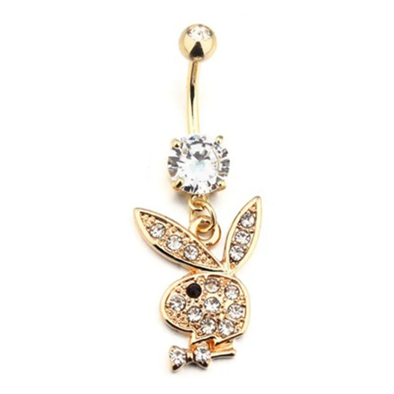 Cute Rabbit Belly Button Rings 316L Surgical Steel Piercing Belly Button Rings Navel Piercing Sexy Body Jewelry-animated-img