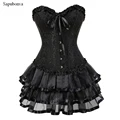 Sapubonva sexy corsets for women plus size costume overbust burlesque corset and skirt set tutu corselet victorian fashion gowns preview-1