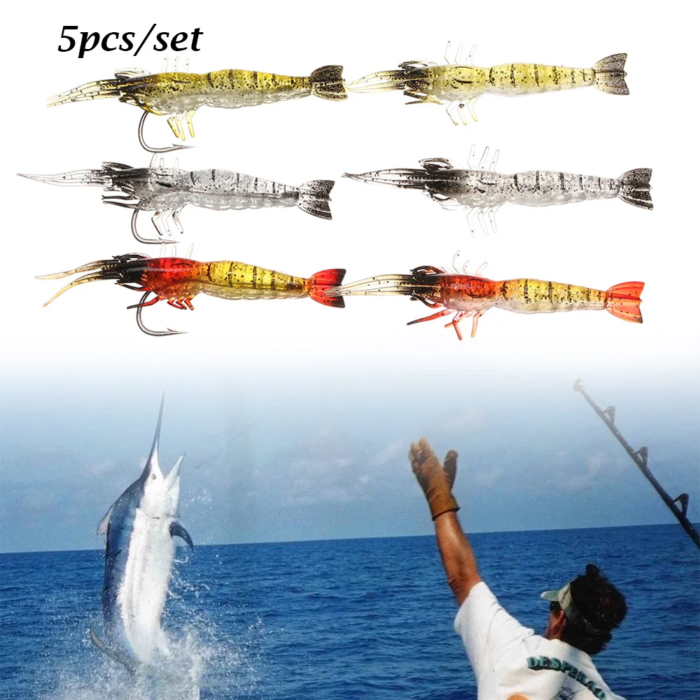 5pcs/lot Soft Simulation Shrimp Fishing Lure Artificial Prawn