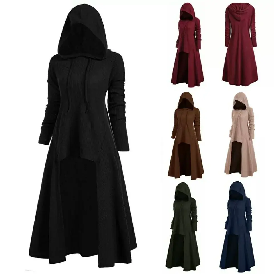 Gothic Punk Jacket Women Black Hooded 