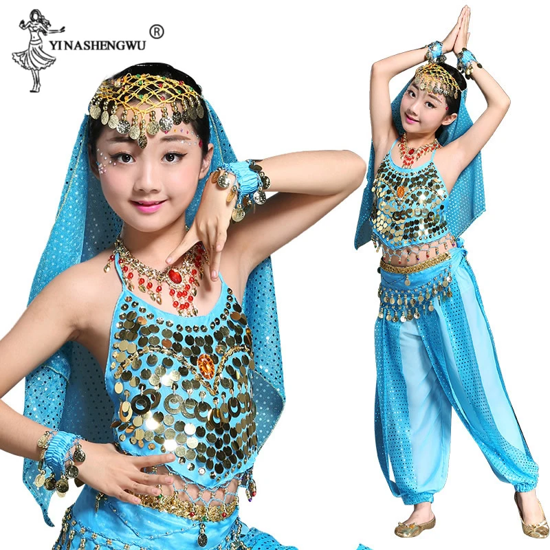 Girls Bollywood Dance Costume Set Adult Kids Belly Dance Indian