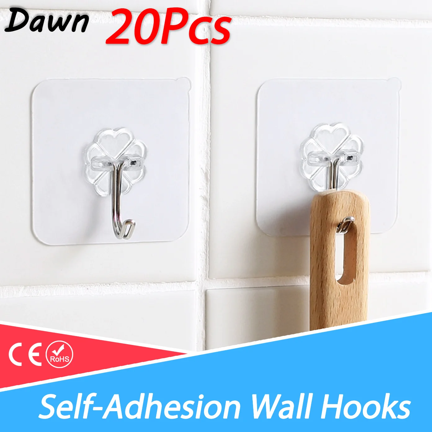 Universal Hook Home Kitchen Wall Rack Strong Adhesive Wall Hook Adhesive Hook is Strong And Transparent Punch-Free
