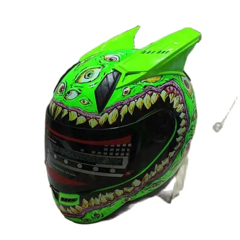 green full face motorcycle helmet