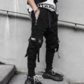 Joggers Cargo Pants for Men Casual Hip Hop Hit Color Pocket Male Trousers Sweatpants Streetwear Ribbons Techwear Pants preview-2