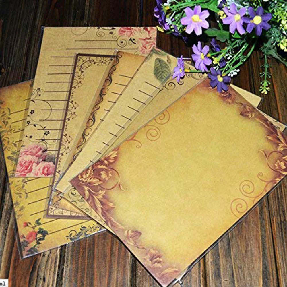 8pcs/bag Vintage Kraft Paper Classical Letter Paper Simple Love Letter Paper  ;;^