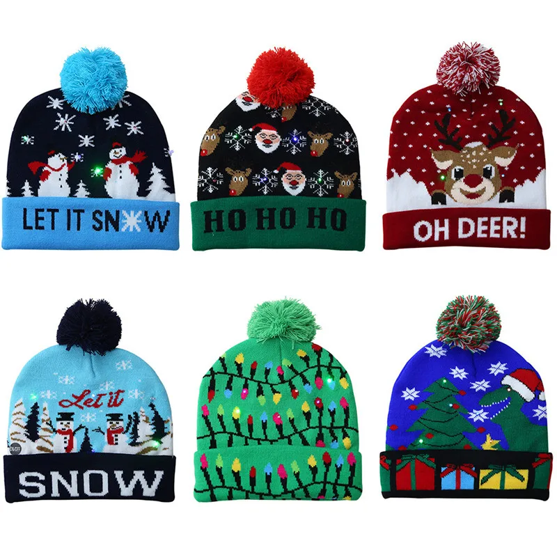 LED Christmas Hats Beanie Sweater 