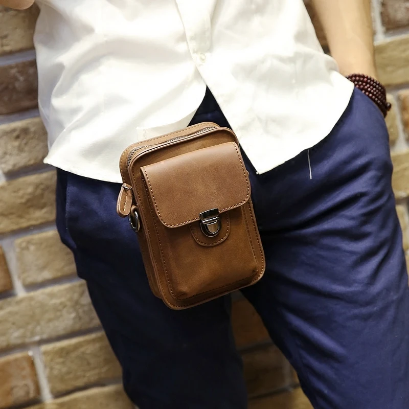 Crazy Horse PU Leather Men Small Waist 