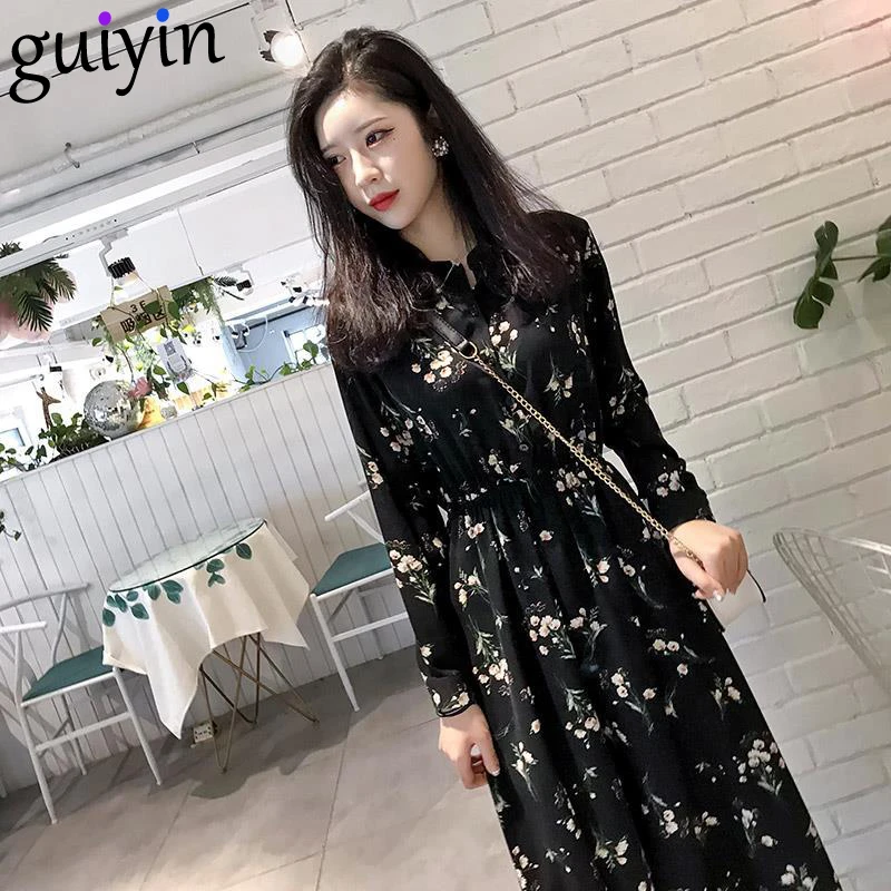 Autumn Winter Black Vintage Floral 
