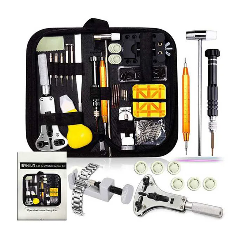 150 Pieces Watch Repair Tool Kit Watch Link Pin Remover Shell Opener Spring Bar Remover Watch Battery Replacement Strap Needle