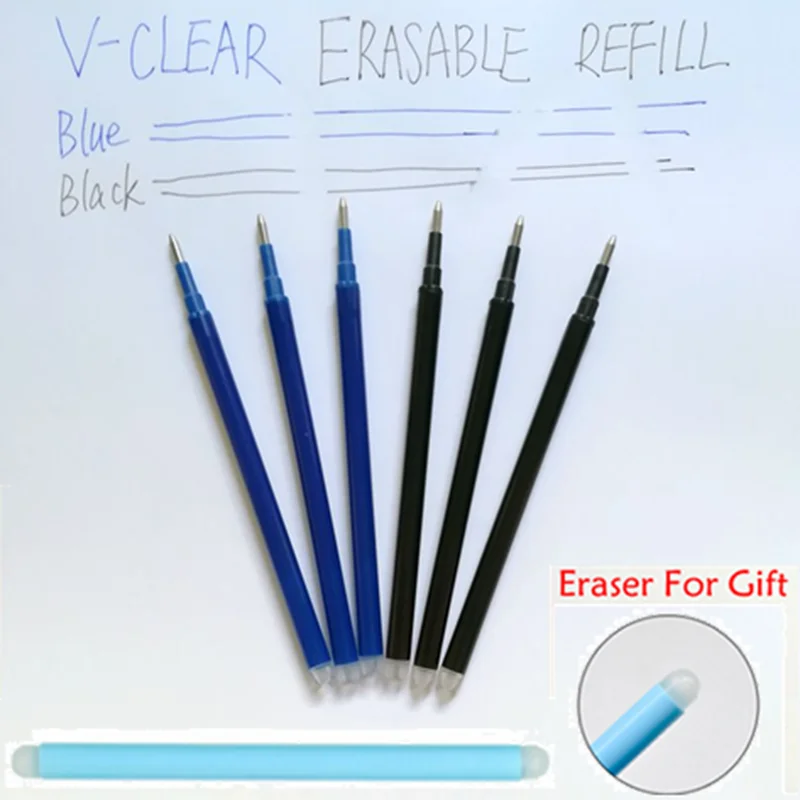 Купить Письменные и корректирующие материалы  Kawaii Erasable Pen Refill  Blue/Black Ink 0.7mm Gel Friction Refill Pen School Office Writing Supplies  Student Stationery Pens