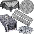Halloween Tablecloth Table Runner Table Flag Decoration Lace Knitted Spider Web Fireplace Mantle Home Kitchen Party Supply preview-4