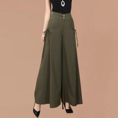Summer Fashion Women Solid Wide Leg 