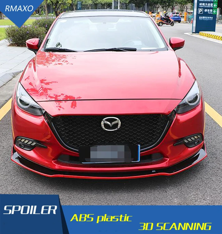 Car Front Bumper Splitter Lip For Mazda 3 Axela 2019-2020 ABS Spoiler Diffuser Deflector Body Kit Protector 