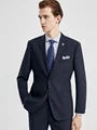 חליפת גברים 70% צמר כחול עמוק באיכות גבוהה רשמי יחיד חזה חליפות גברים לחתונה חליפת 3 חלקים 2 חלקים חליפות נשף 4XL פלוס