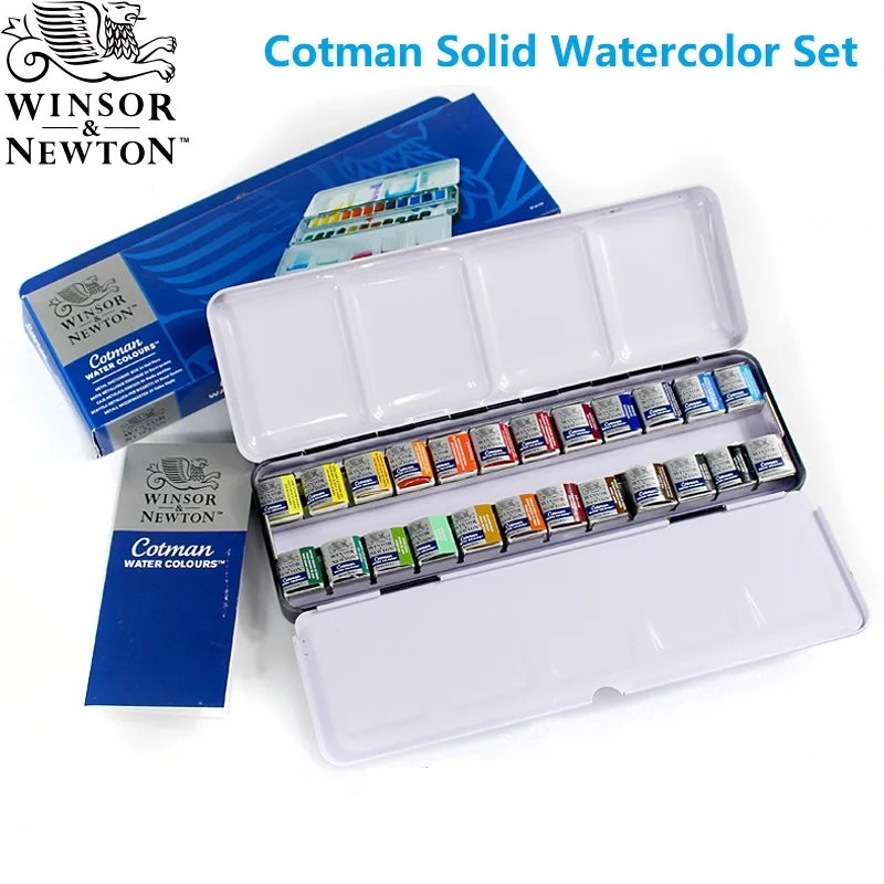 Winsor Newton Cotman Solid Watercolor Paint 24 Half Pans Colors