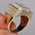 Luxury Male Female Silver color Golden Punk HipHop Crystal Square Round Octagon Zircon Ring For Women Men Wedding Party Jewelry preview-4
