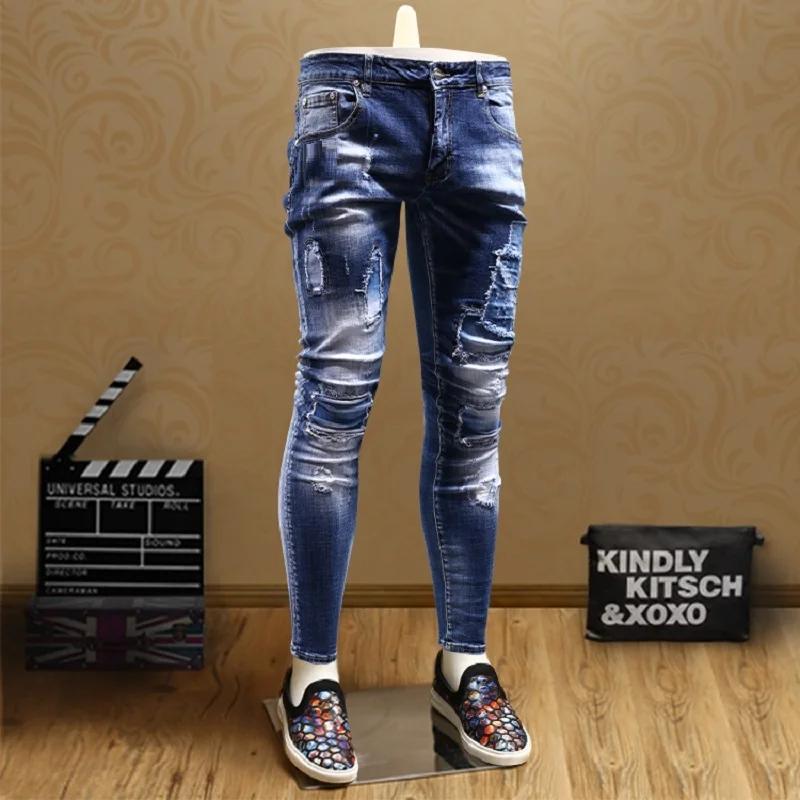 patchwork jeans mens