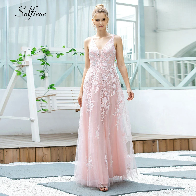 Elegant Pink Maxi Dress Women 