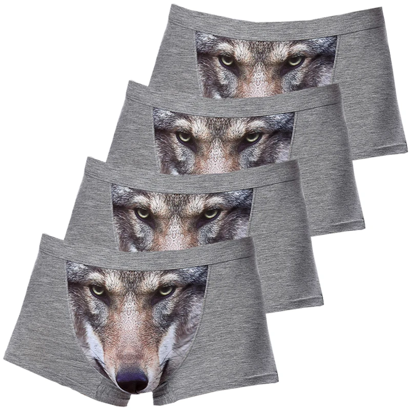 Men Boxer Briefs Shorts Panties The Wolves Licking Wolf Soft