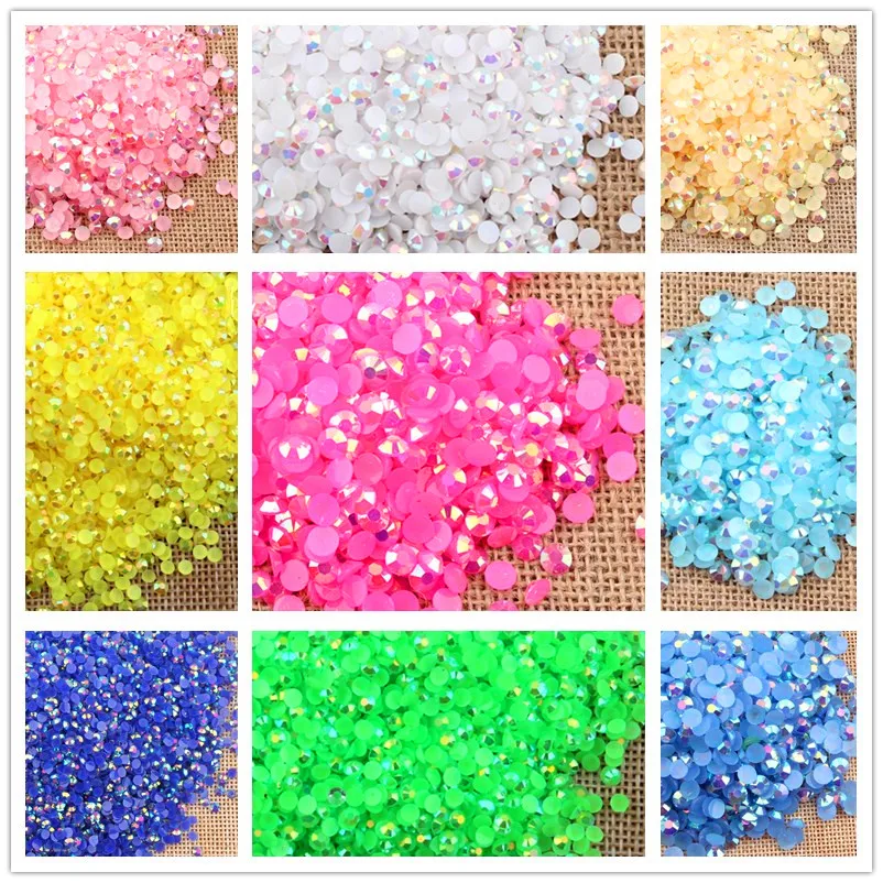 35 Colors AB Resin Jelly Rhinestones Flatback 3-6mm Crystals Strass Stone  For Nail Art Garment Dress Cup Decoration B0323