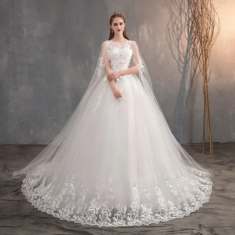 lace wedding dress with long train