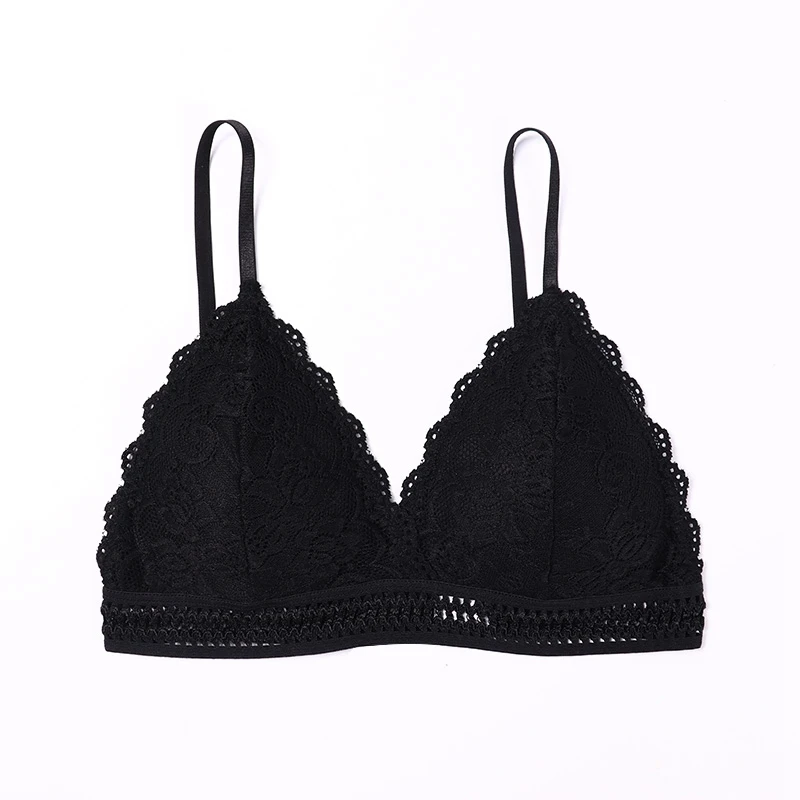 Women Lace Bra Sexy Lingerie French Bralette V Neck Cropped Bra Female  Intimates Summer Seamless Underwear Embroidery Underwear