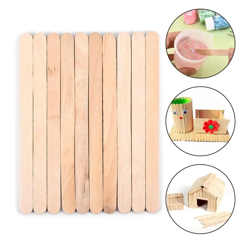 50-100pcs/Lot Wood Stick Natural Wooden Pop Popsicle Sticks Wood Craft Ice  Cream Sticks For Epoxy Resin Jewelry Making Tools