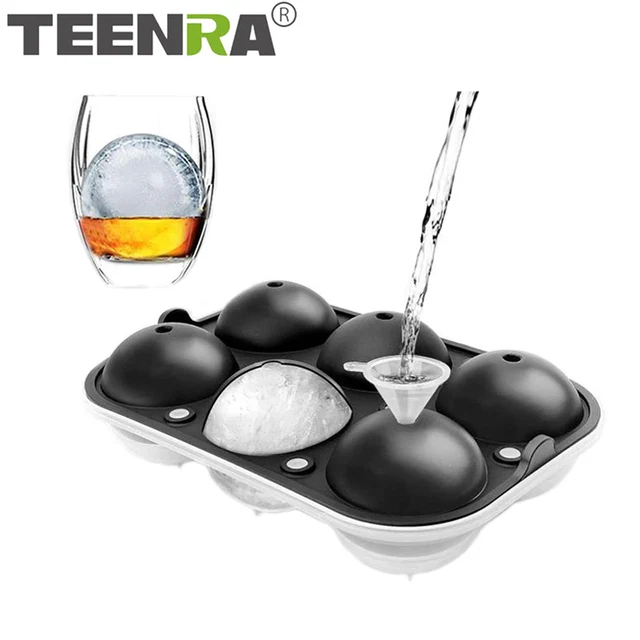 Whiskey Cocktail Big Ice Cube Tray 6 Holes Ice Cube Form Round Shaped Ice  Ball