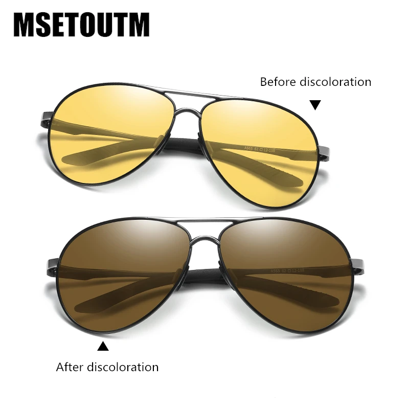 Aluminum Photochromic Sunglasses mens Polarized Day Night Vision Man Driver  Yellow male Driving Glasses aviation oculos