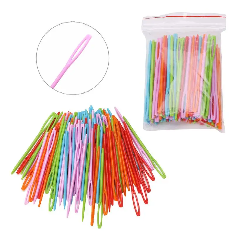 100Pcs Children Colorful Plastic 7cm Needles Tapestry Binca Sewing Wool Yarn DIY-animated-img