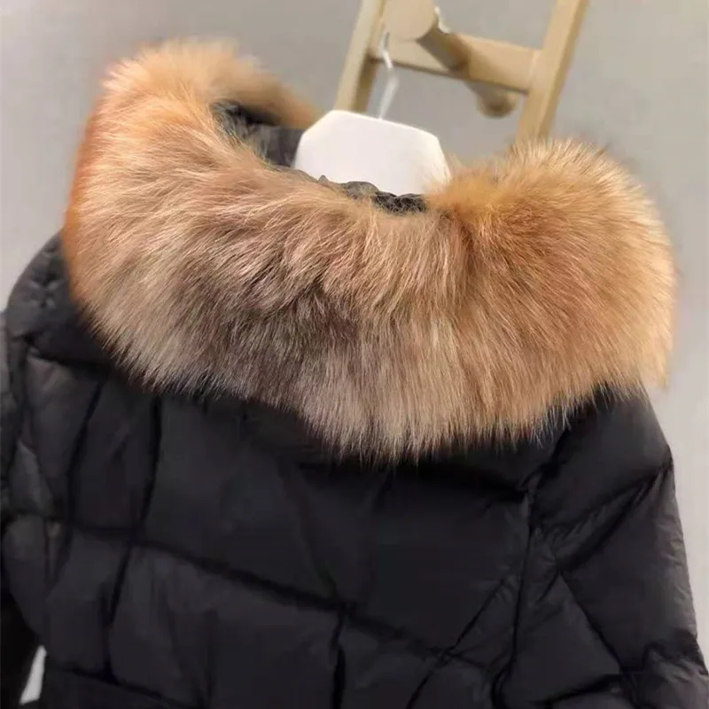 Long Women Warm Real Fox Fur Collar 