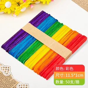 50Pcs/Colored Wooden Popsicle Sticks Natural Wood Ice Cream Stick