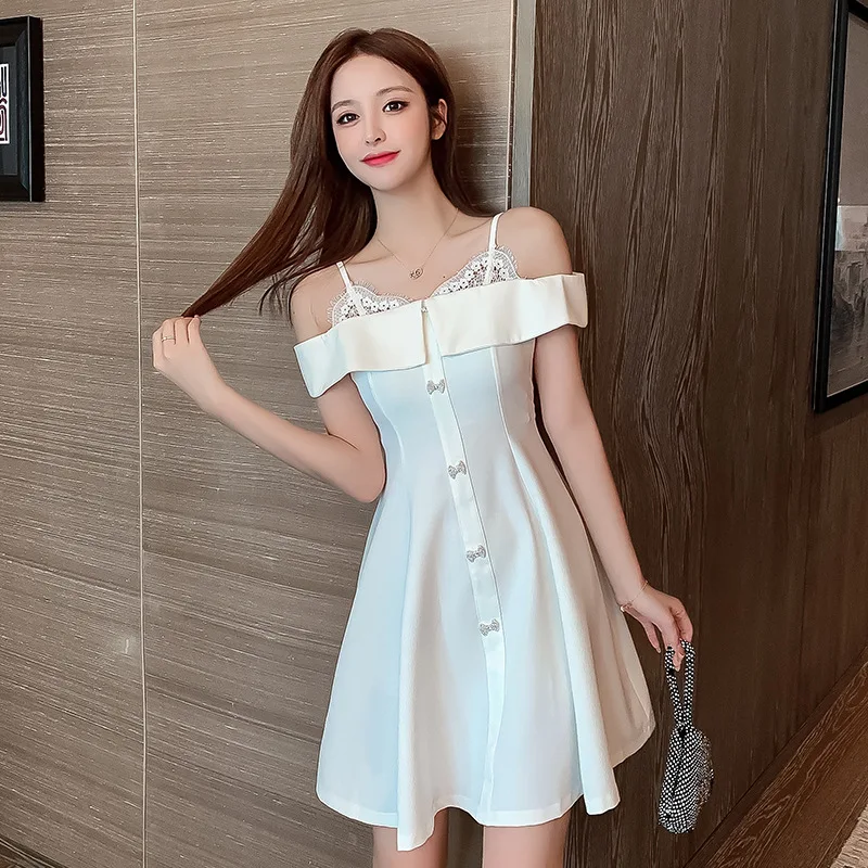 Women Boat Neck Black Chiffon Short 