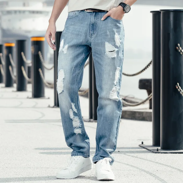 mens blue baggy jeans