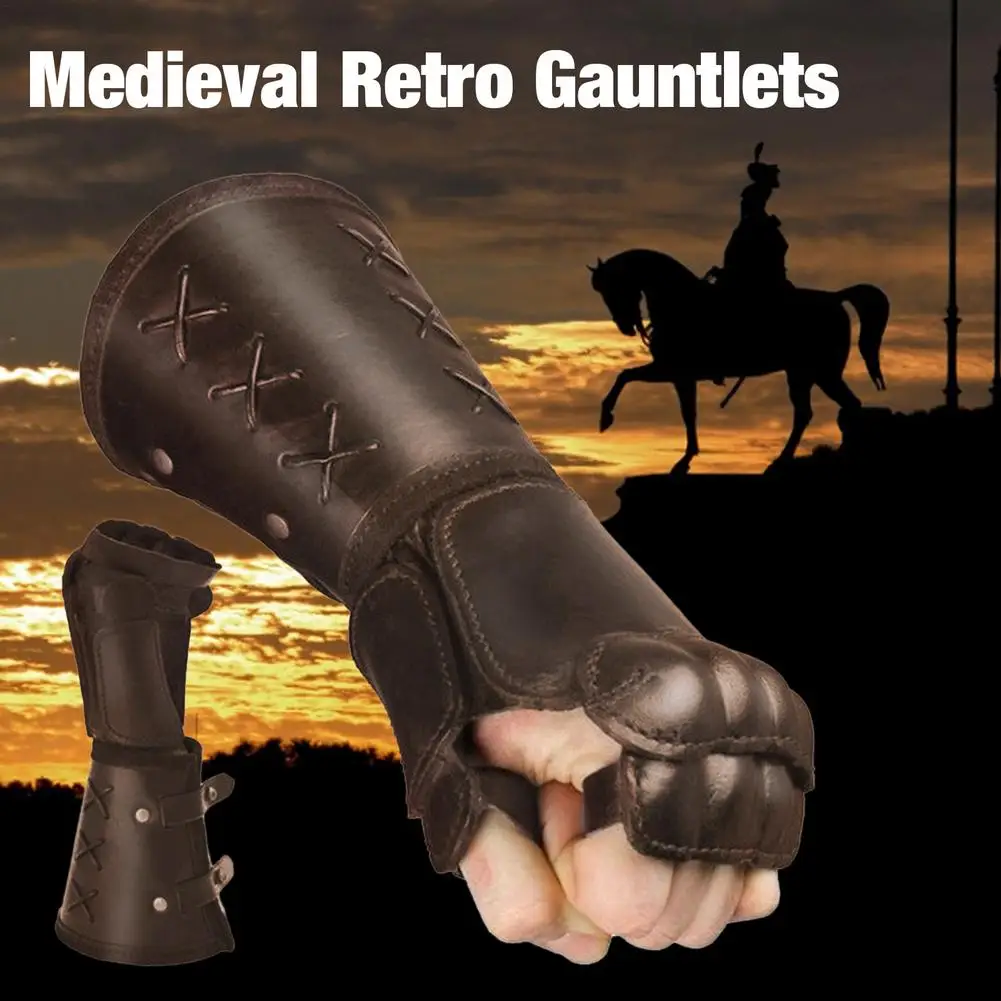 Αγορά Ιπποδρομίες  Medieval Samurai Leather Armor Bracer Long Gloves Men  Cosplay Knight Gauntlet Wristband Accessories Vambraces Arm Cuff Armor