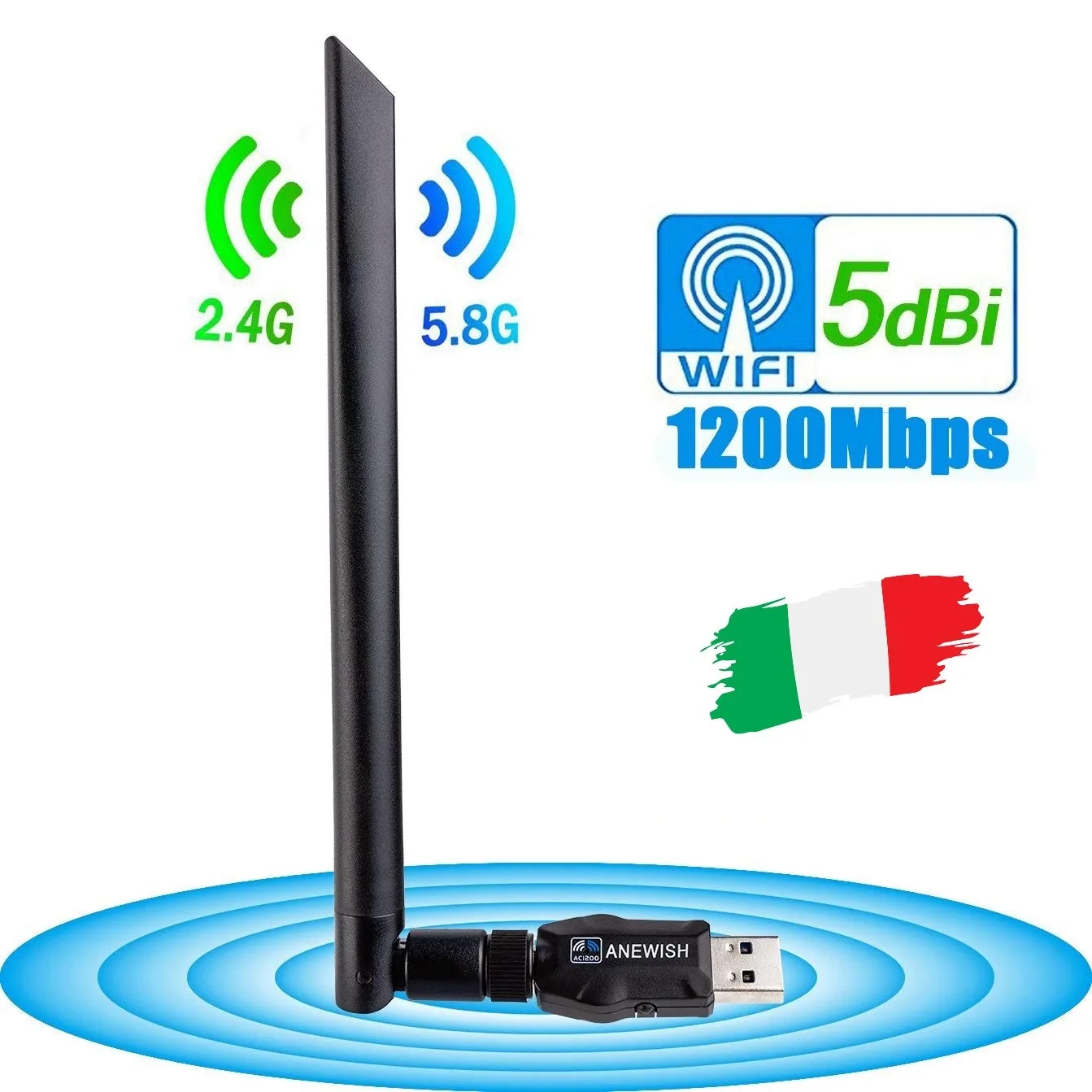 [ANEWISH Wifi Adapter] To Italy 1200Mbps For Android BOX/ PC/Laptop/ Tablet /Smart TV