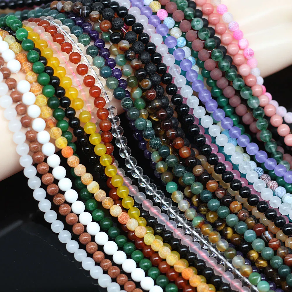 Natural Round Tiger Eye ite Garnet Agates Angelite Quartz Lava Beads  For Jewelry Making DIY Bracelet Accessories 15'' - AliExpress