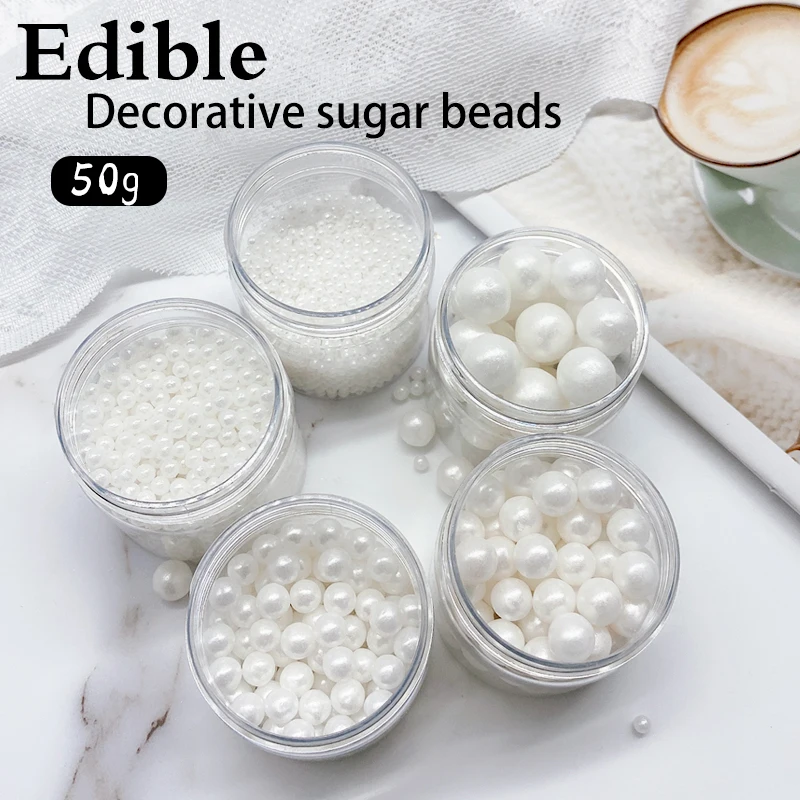 Edible Supar Gold Beads Pearl Bar Sugar Ball Fondant DIY Cake Baking  Sprinkles Ball Bottle Package