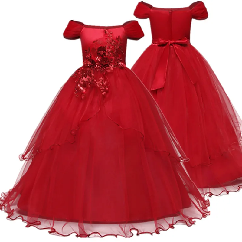 Red Christmas Party Girl Kids Dress 