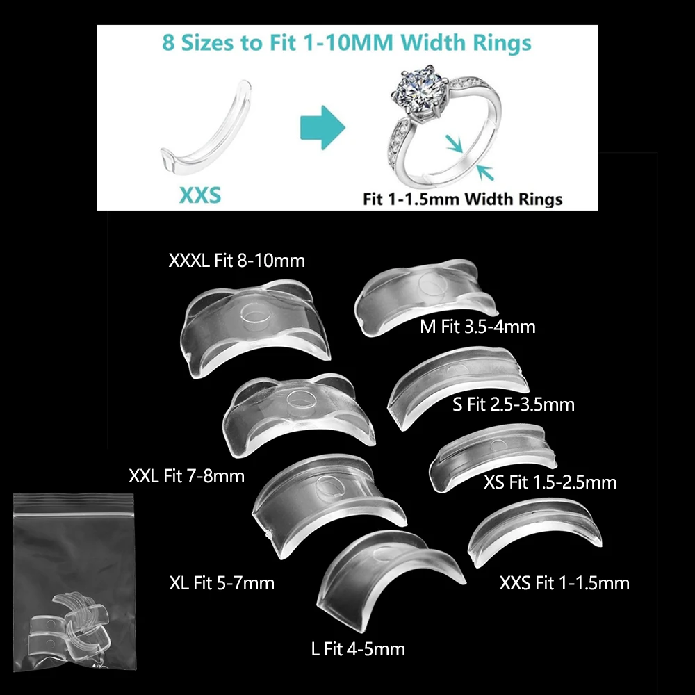 4pcs/lot Transparent Spiral Based Ring Tools Spring Coil Ring Size Adjuster  Guard Tightener Reducer Resizing