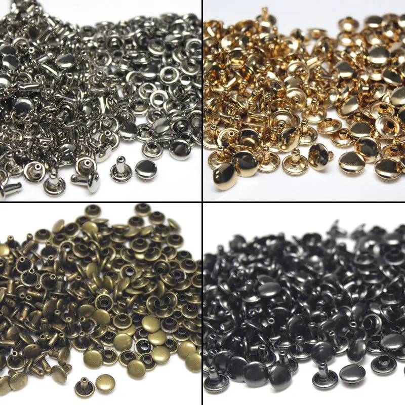 100Pcs/Set 6mm-12mm Metal Round Double Cap Rivets Studs Nail For Leather  Craft Accessories Repair