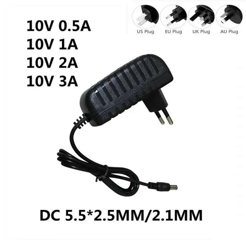 1pcs 100-240V AC to DC 10V 0.5A 1A 2A 3A Power Adapter Supply Charger adapter 10 V Converter EU US UK AUPlug 5.5mm x 2.5mm-animated-img