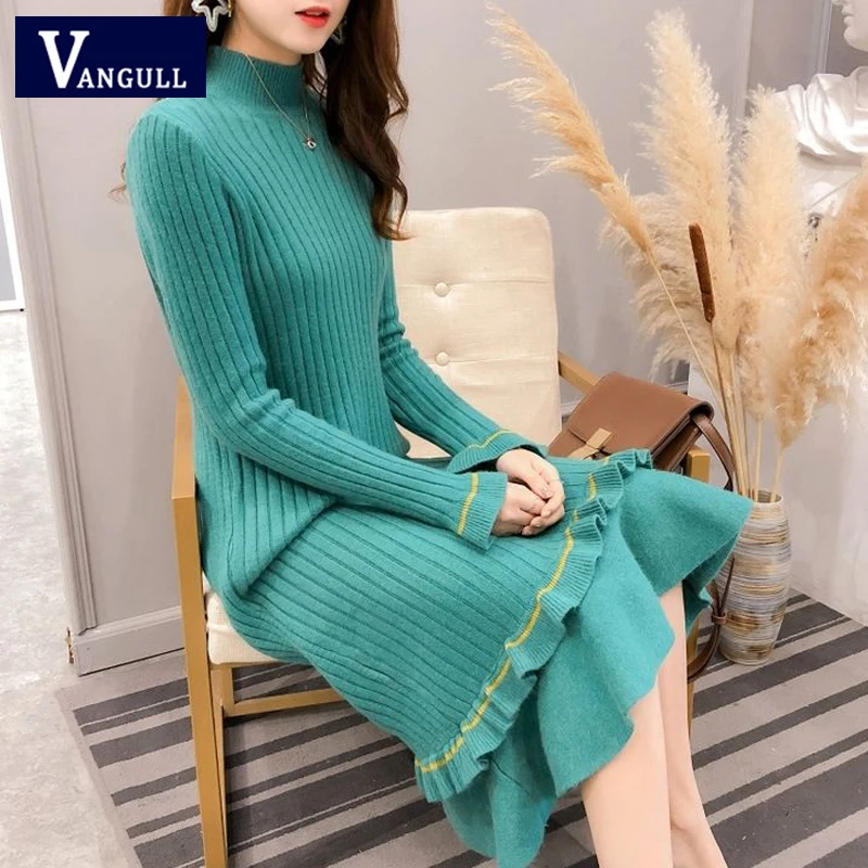 Vangull Knitted Sweater Dress Women 