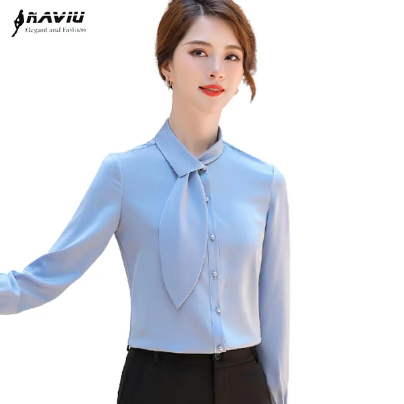 Gray Tie Shirt Women Professional Satin 