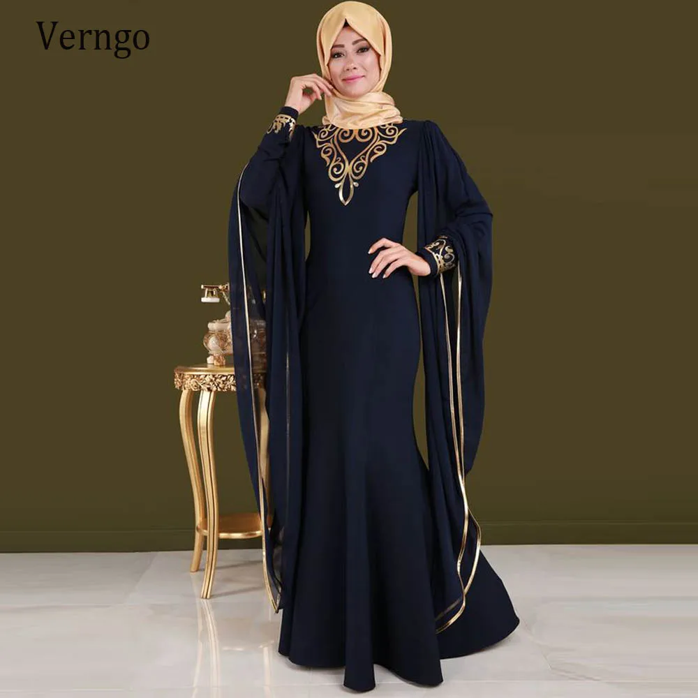 Verngo Navy Blue Burgundy Mermaid Evening Dresses